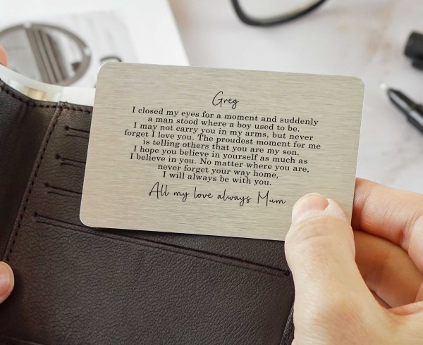 Personalised To My Son Sentimental Poem Metal Wallet Card